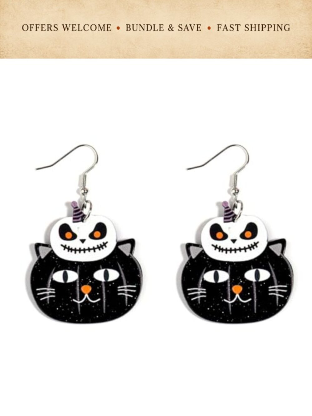 Cute Cat Pumpkin Earrings Women Halloween Dangle Stud Jewelry